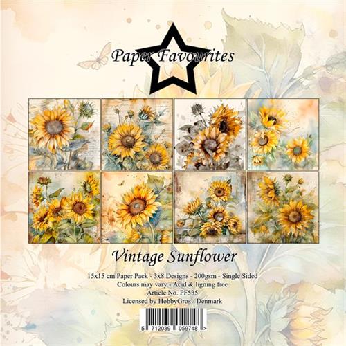Paper Favourites Vintage sunflower 3x8design 15x15cm 200g
